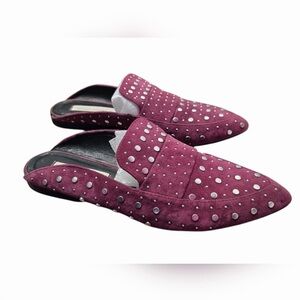 Kristin Cavallari for Chinese Laundry size 10 maroon silver Studded Suede mules